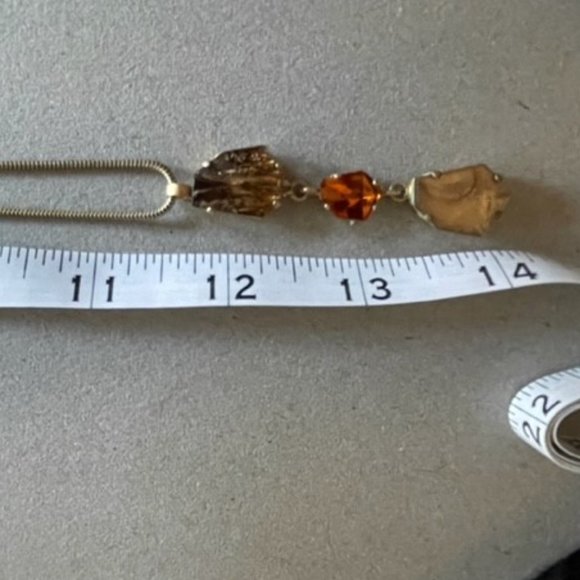 GUBO Metallic Hand-Blown Glass Fused w/ Fine Gold, Brass Chain in 22Kt Finish - Picture 7 of 10